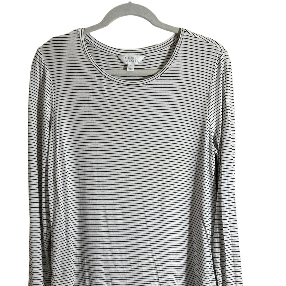 Market & Spruce Stitch Fix‎ Women's Top Black White Striped Long Sleeve